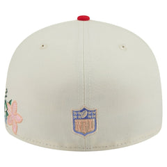 Kansas City Chiefs New Era Tonal Floral 59FIFTY Fitted Hat - Cream/Red - NFL