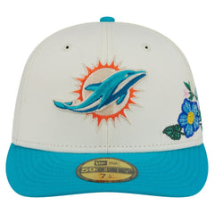 Miami Dolphins New Era Tonal Floral 59FIFTY Fitted Hat - Cream/Aqua - NFL