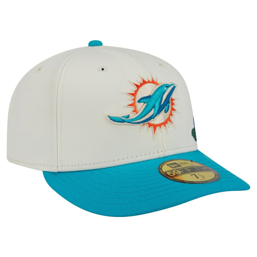 Miami Dolphins New Era Tonal Floral 59FIFTY Fitted Hat - Cream/Aqua - NFL