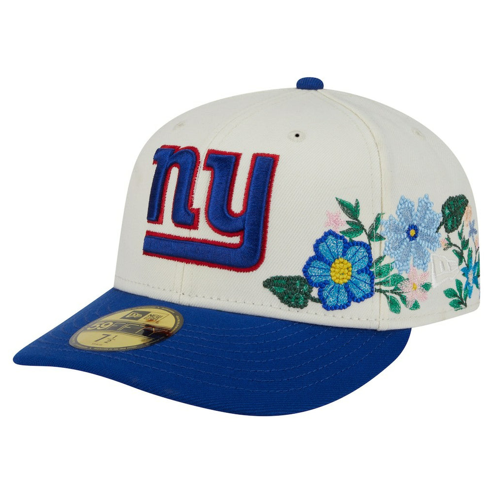 New York Giants New Era Tonal Floral 59FIFTY Fitted Hat - Cream/Royal - NFL