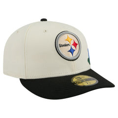 Pittsburgh Steelers New Era Tonal Floral 59FIFTY Fitted Hat - Cream/Black - NFL