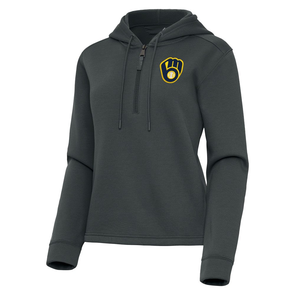 Milwaukee Brewers Antigua Women's Contemporary Quarter-Zip Hoodie Discount