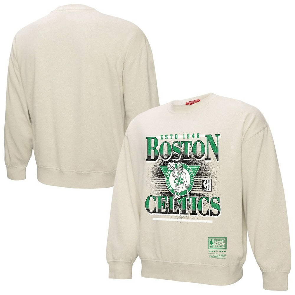 Mitchell & Ness Boston Celtics Women's Oversprayed Pullover Sweatshirt Cream