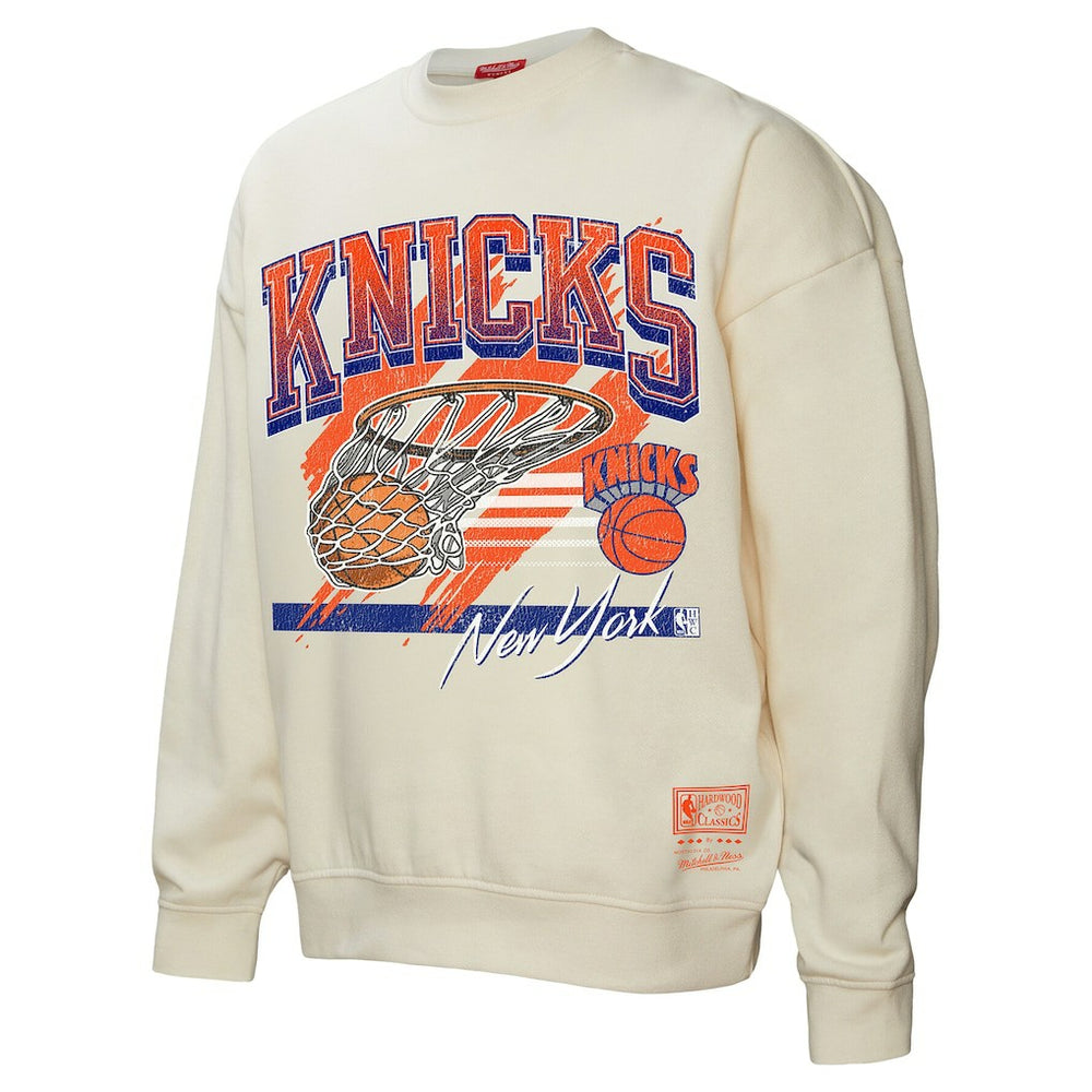 Mitchell & Ness New York Knicks Women's Brush Bucket Pullover Sweatshirt Cream