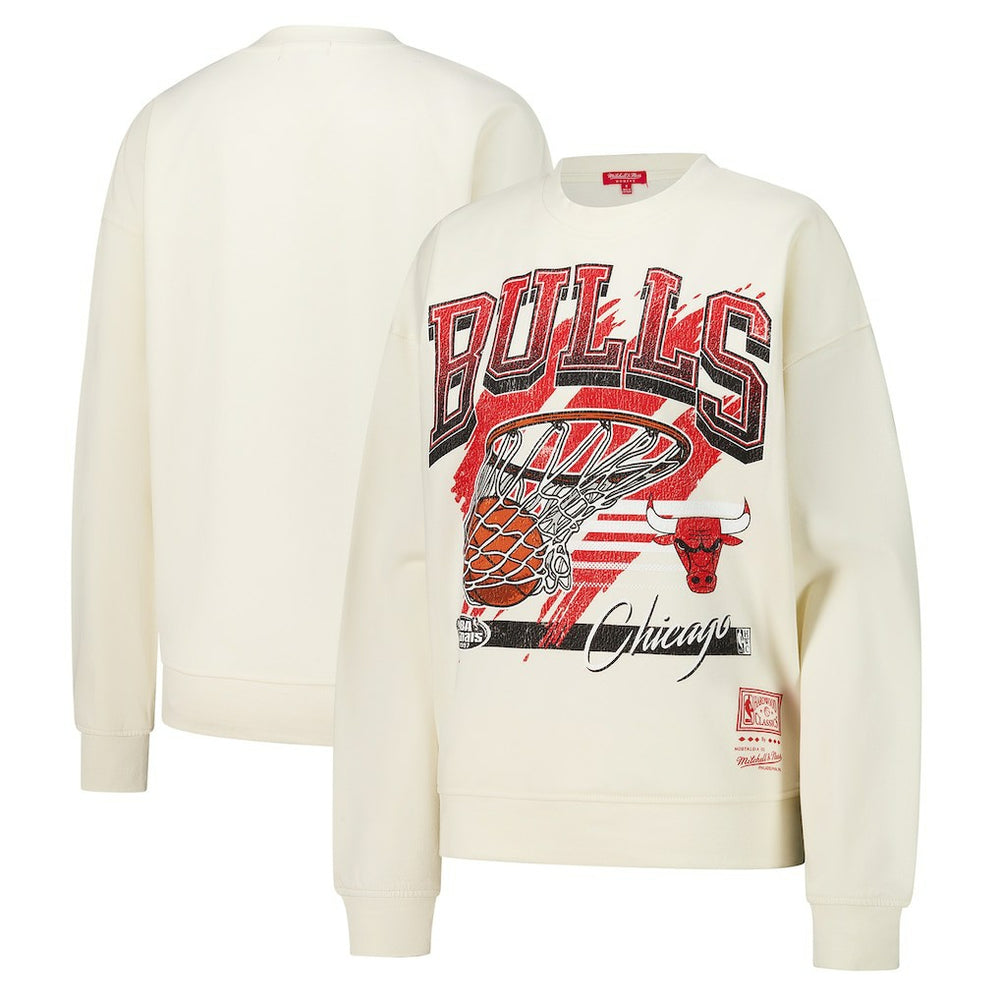 Mitchell & Ness Chicago Bulls Women's Brush Bucket Pullover Sweatshirt Cream