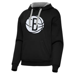 Brooklyn Nets Antigua Women's Victory Pullover Hoodie Black