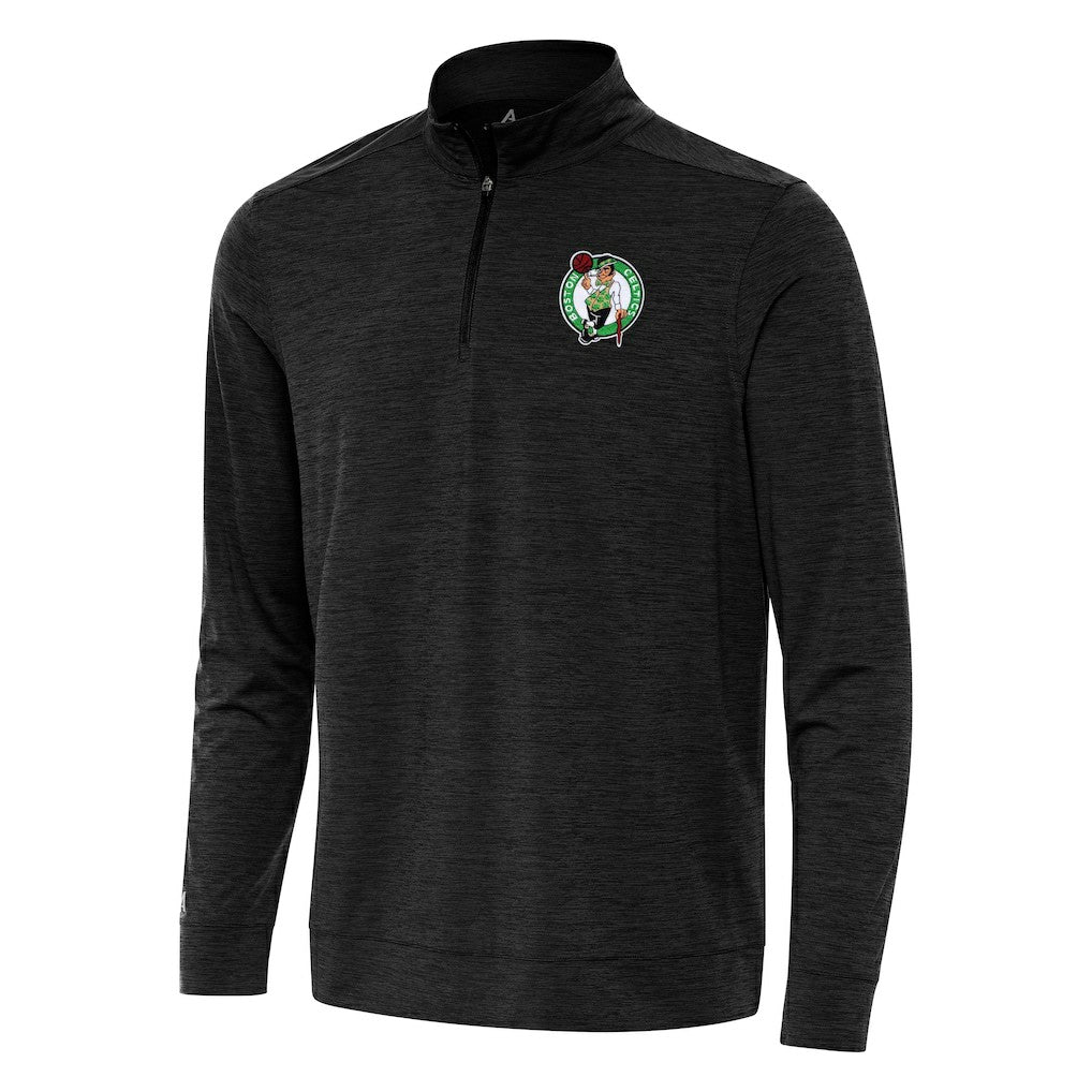 Boston Celtics Antigua Bright Quarter-Zip Top Heather Black