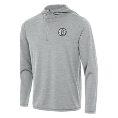 Brooklyn Nets Antigua Tidy Quarter-Zip Hoodie Heather Gray