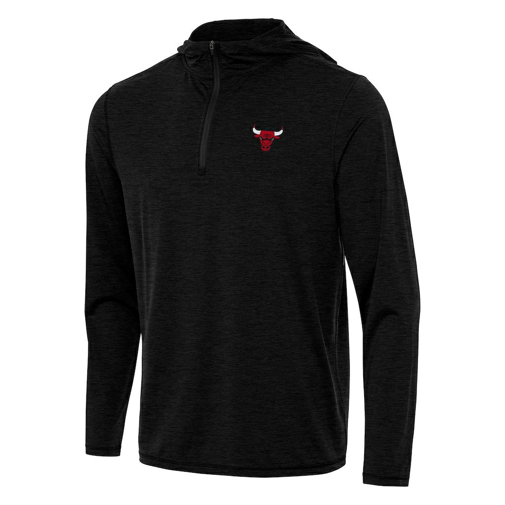 Chicago Bulls Antigua Tidy Quarter-Zip Hoodie Heather Black