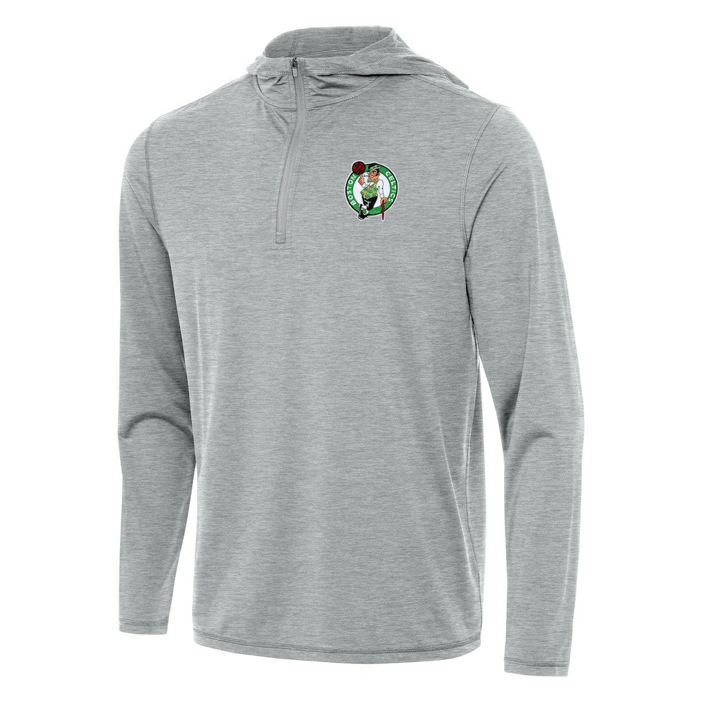 Boston Celtics Antigua Tidy Quarter-Zip Hoodie Heather Gray