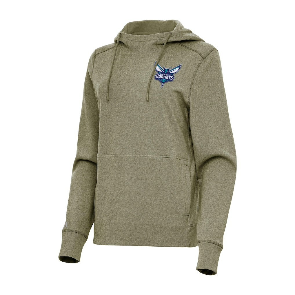 Charlotte Hornets Antigua Women's Justice Pullover Hoodie Heather Olive