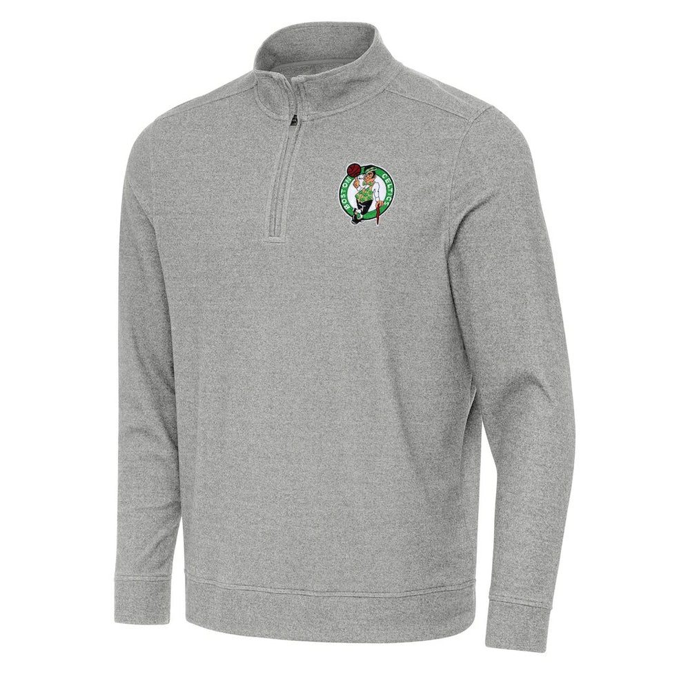 Boston Celtics Antigua Subtle Quarter-Zip Sweatshirt Heather Gray