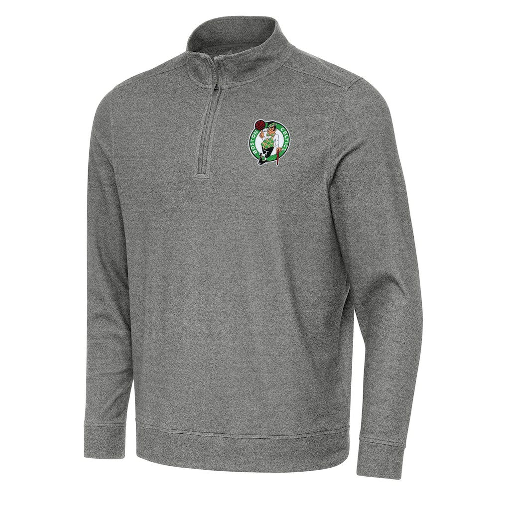 Boston Celtics Antigua Subtle Quarter-Zip Sweatshirt Heather Black