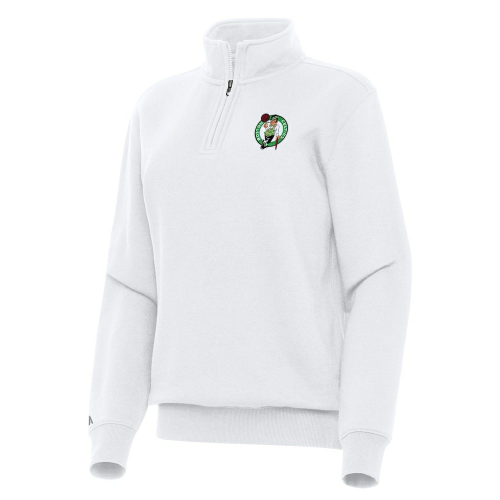 Boston Celtics Antigua Women's Victory Quarter-Zip Sweatshirt White