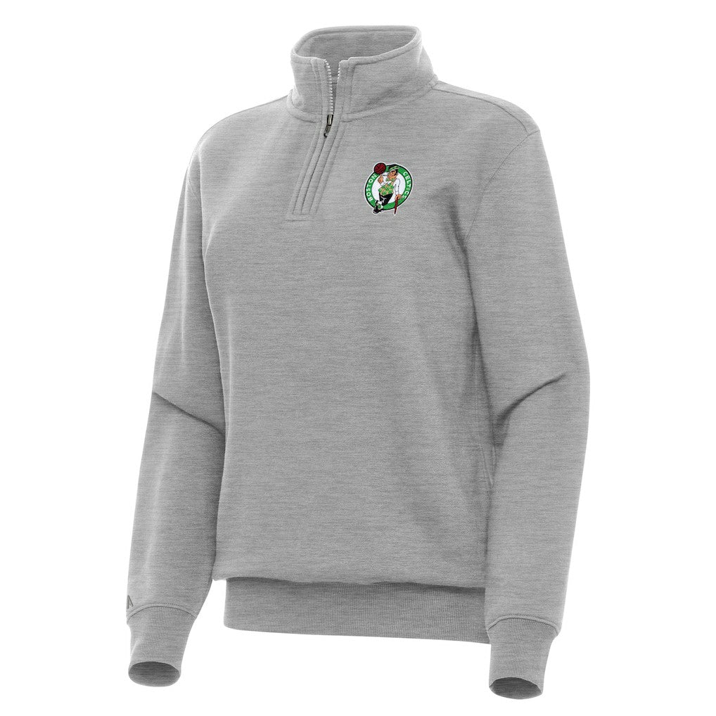 Boston Celtics Antigua Women's Victory Quarter-Zip Sweatshirt Heather Gray