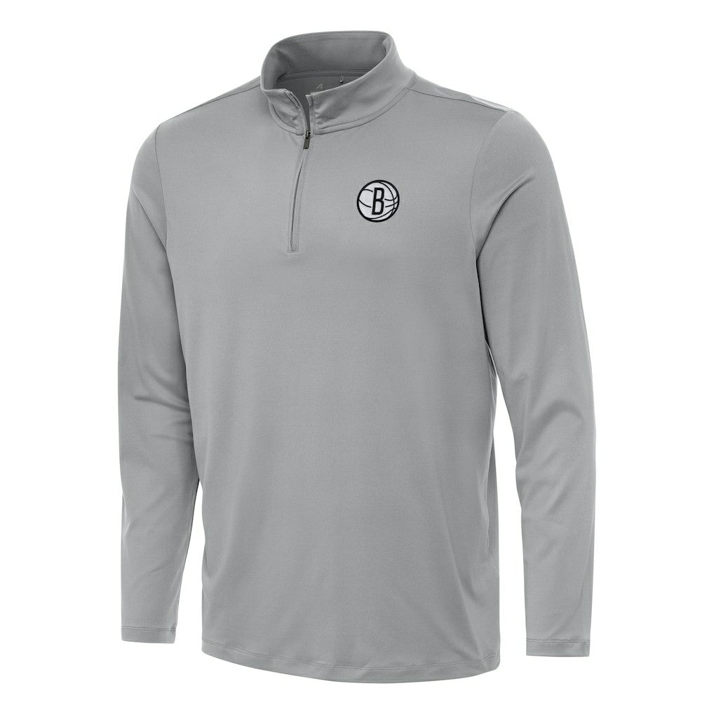 Brooklyn Nets Antigua Reprocess Quarter-Zip Top Gray