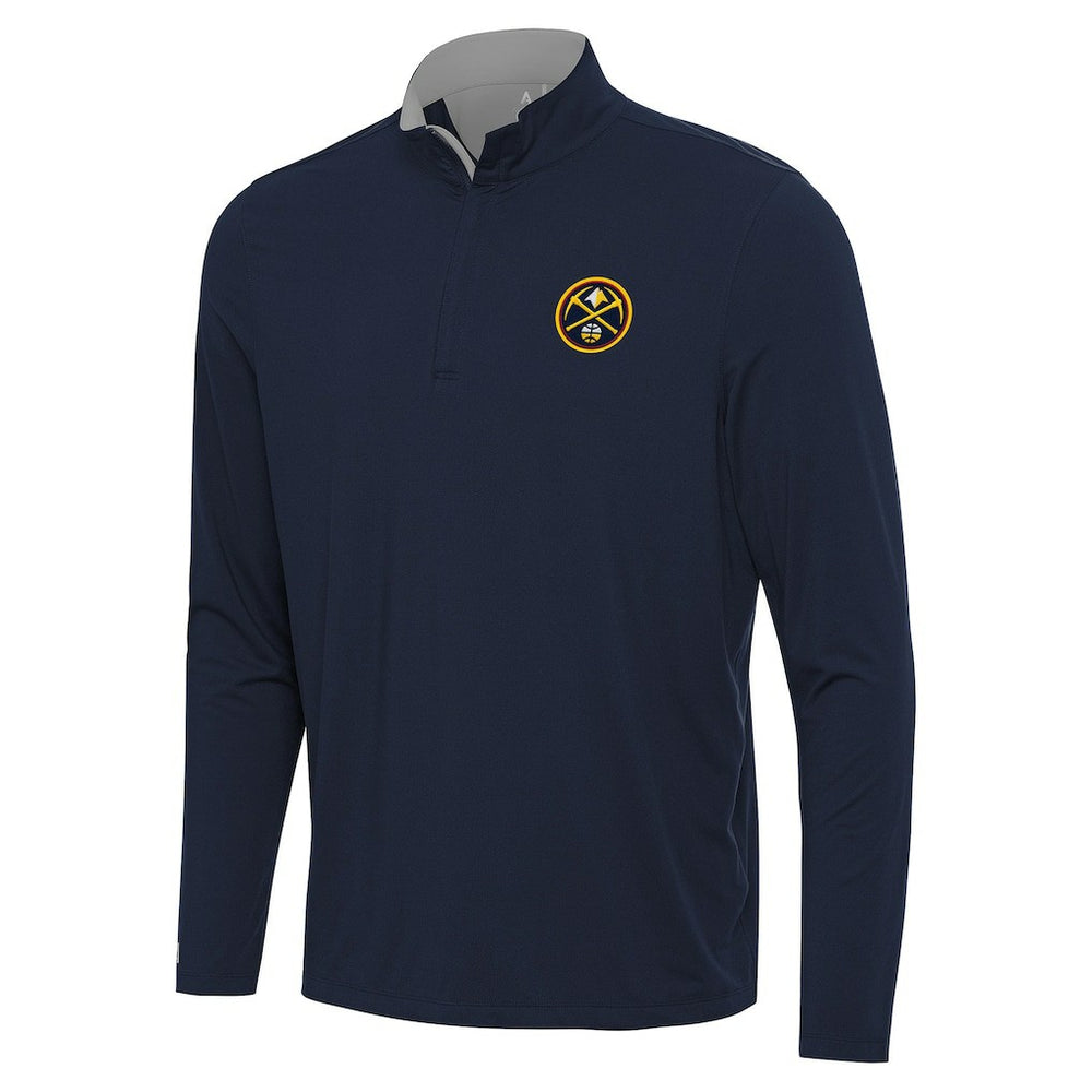 Denver Nuggets Antigua Content Quarter-Zip Top Navy/Gray