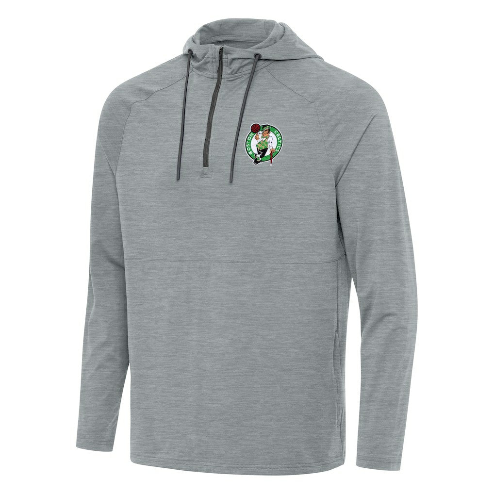 Boston Celtics Antigua Spikes Raglan Quarter-Zip Hoodie Heather Gray
