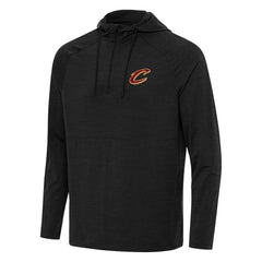 Cleveland Cavaliers Antigua Spikes Raglan Quarter-Zip Hoodie Heather Black