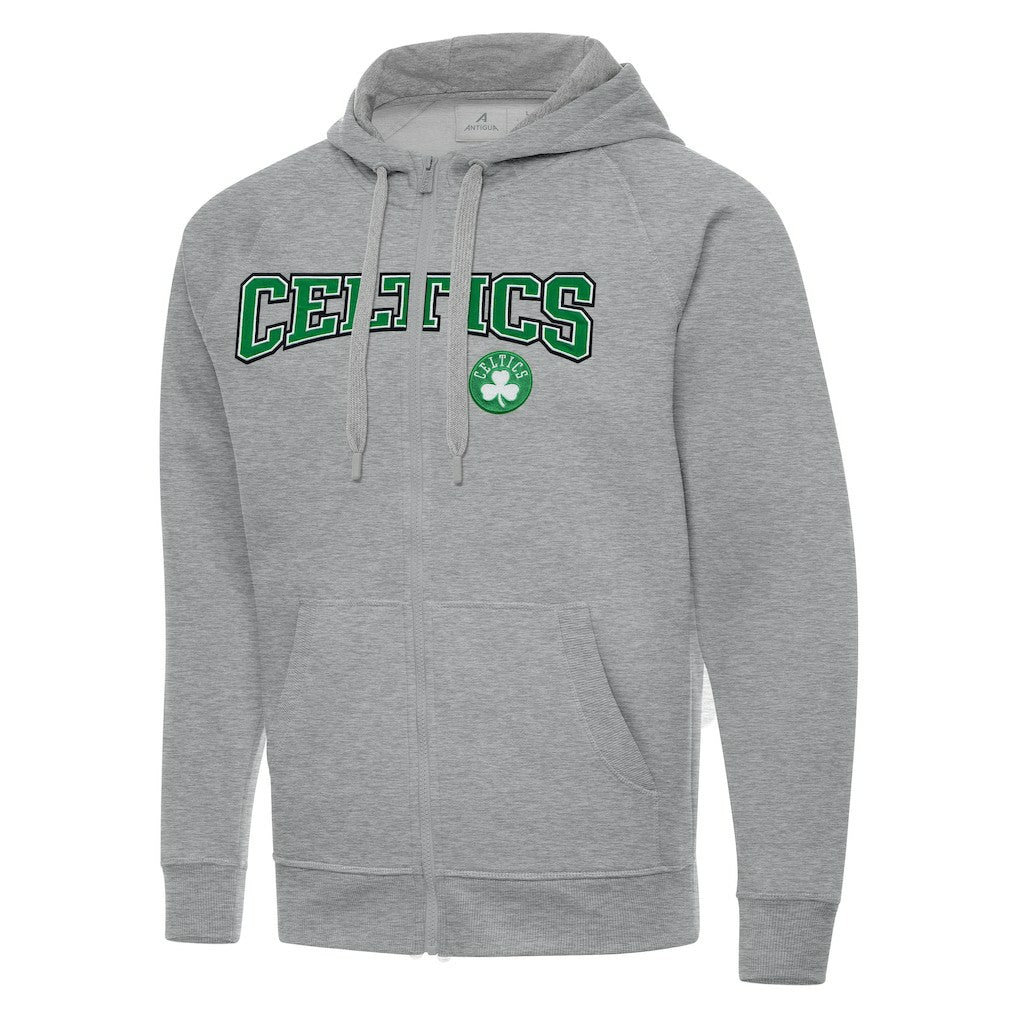 Boston Celtics Antigua Big & Tall Victory Full-Zip Hoodie Jacket Heather Gray