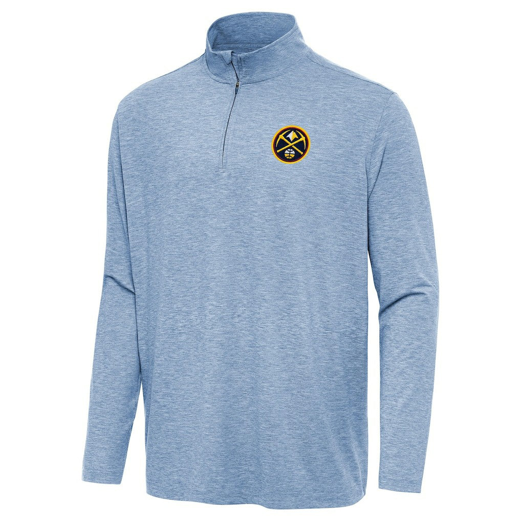 Denver Nuggets Antigua Hunk Quarter-Zip Top Heather Blue