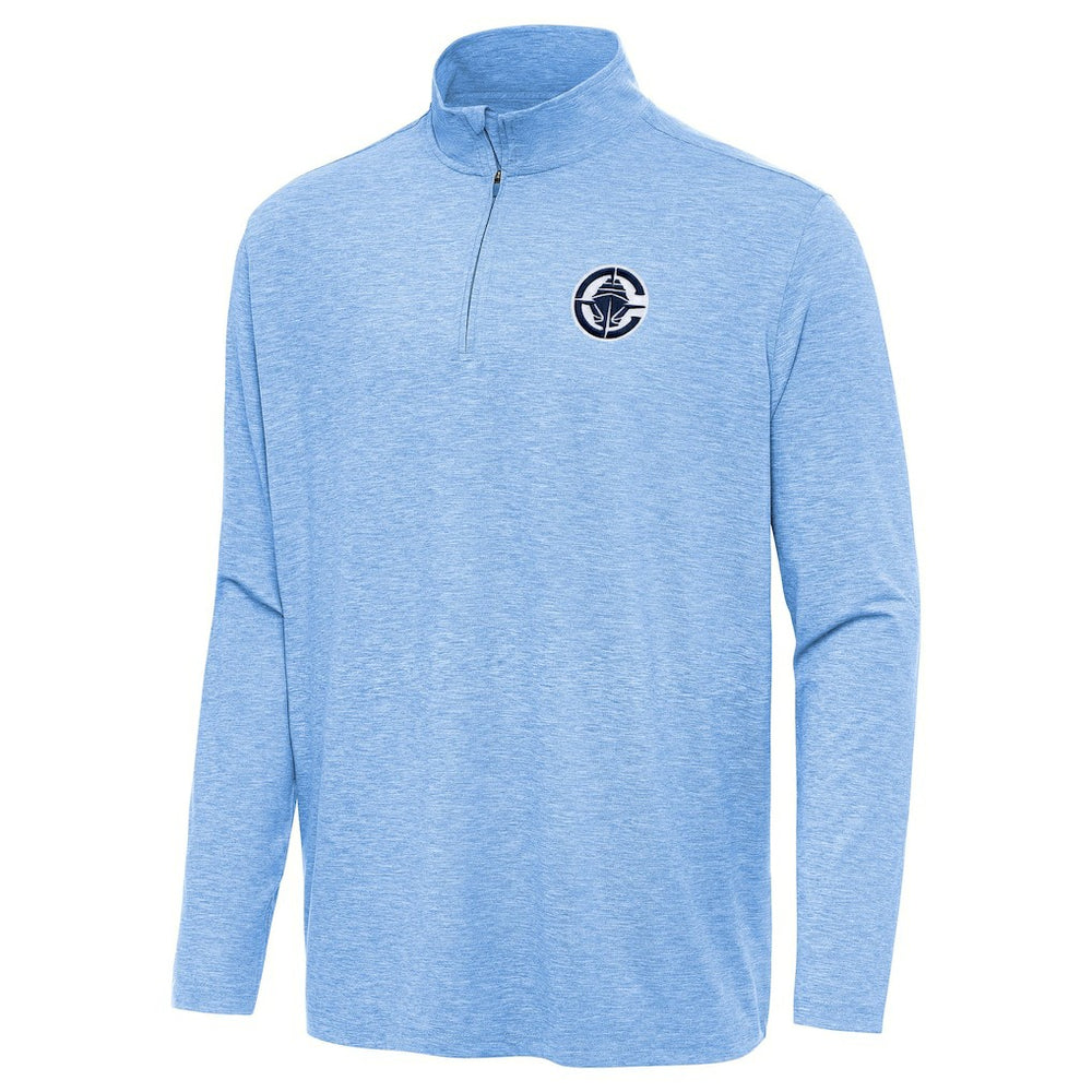 LA Clippers Antigua Hunk Quarter-Zip Top Heather Powder Blue