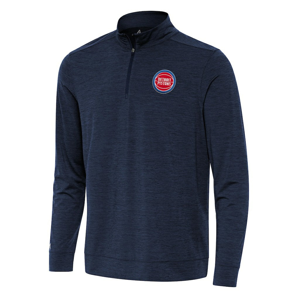 Detroit Pistons Antigua Bright Quarter-Zip Top Heather Navy