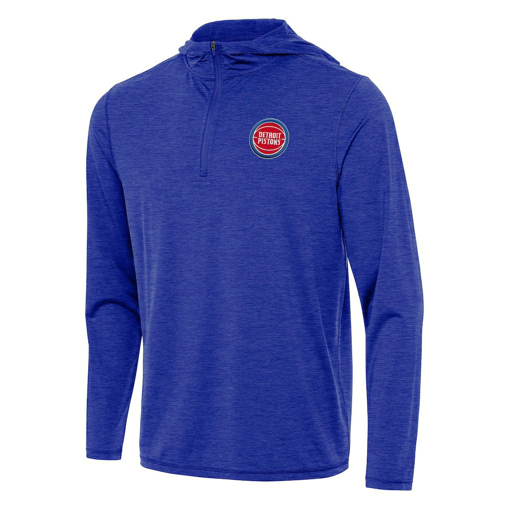 Detroit Pistons Antigua Tidy Quarter-Zip Hoodie Heather Royal