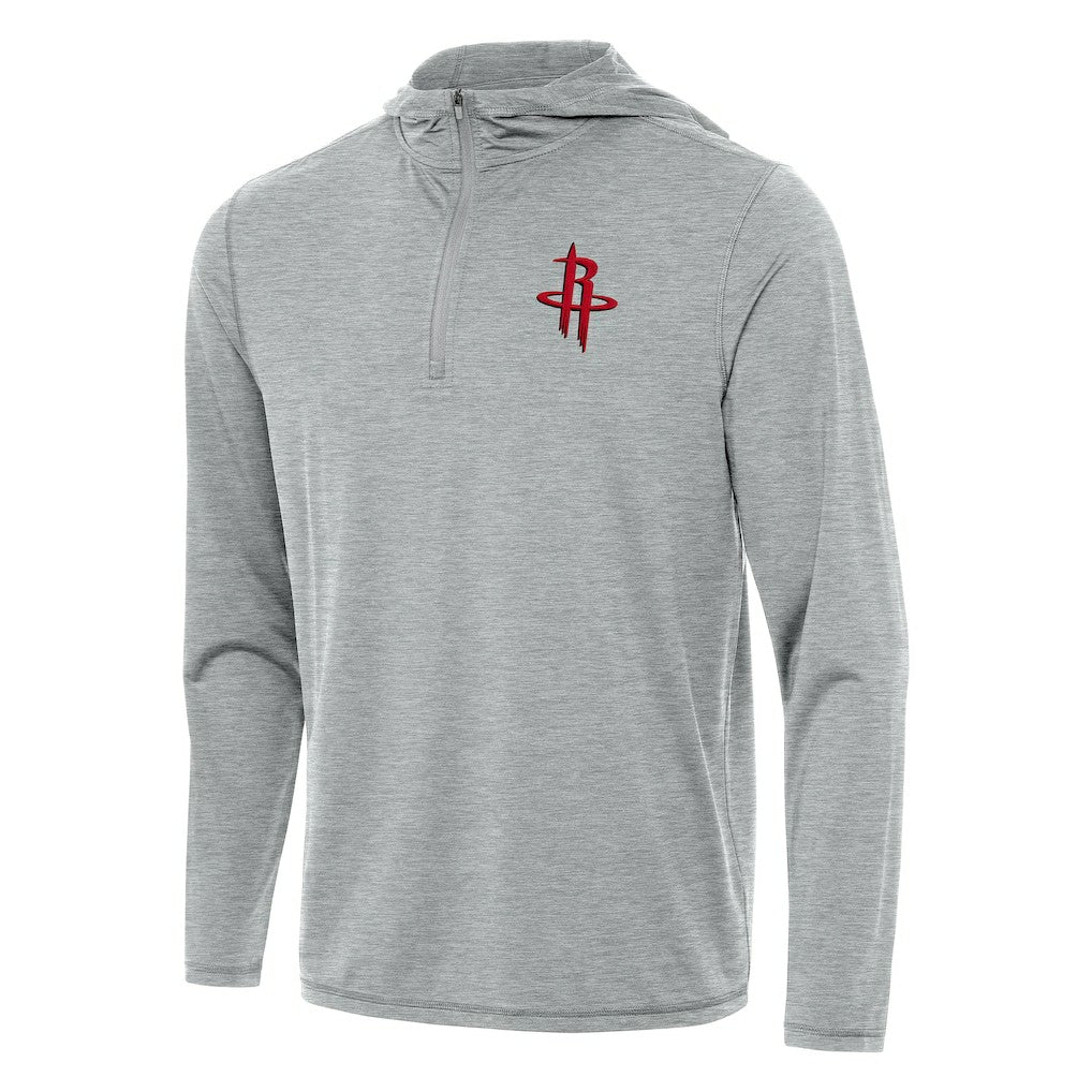 Houston Rockets Antigua Tidy Quarter-Zip Hoodie Heather Gray