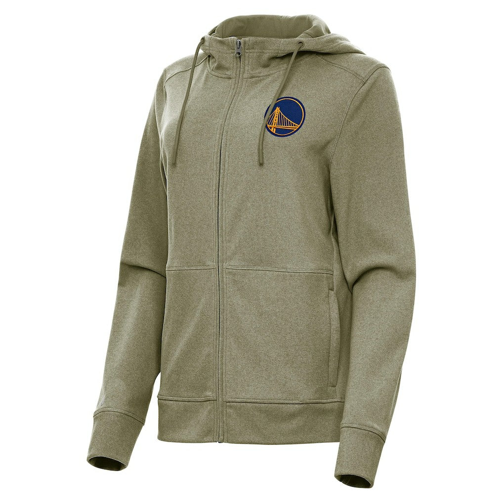 Golden State Warriors Antigua Women's Seeker Full-Zip Hoodie Jacket Olive