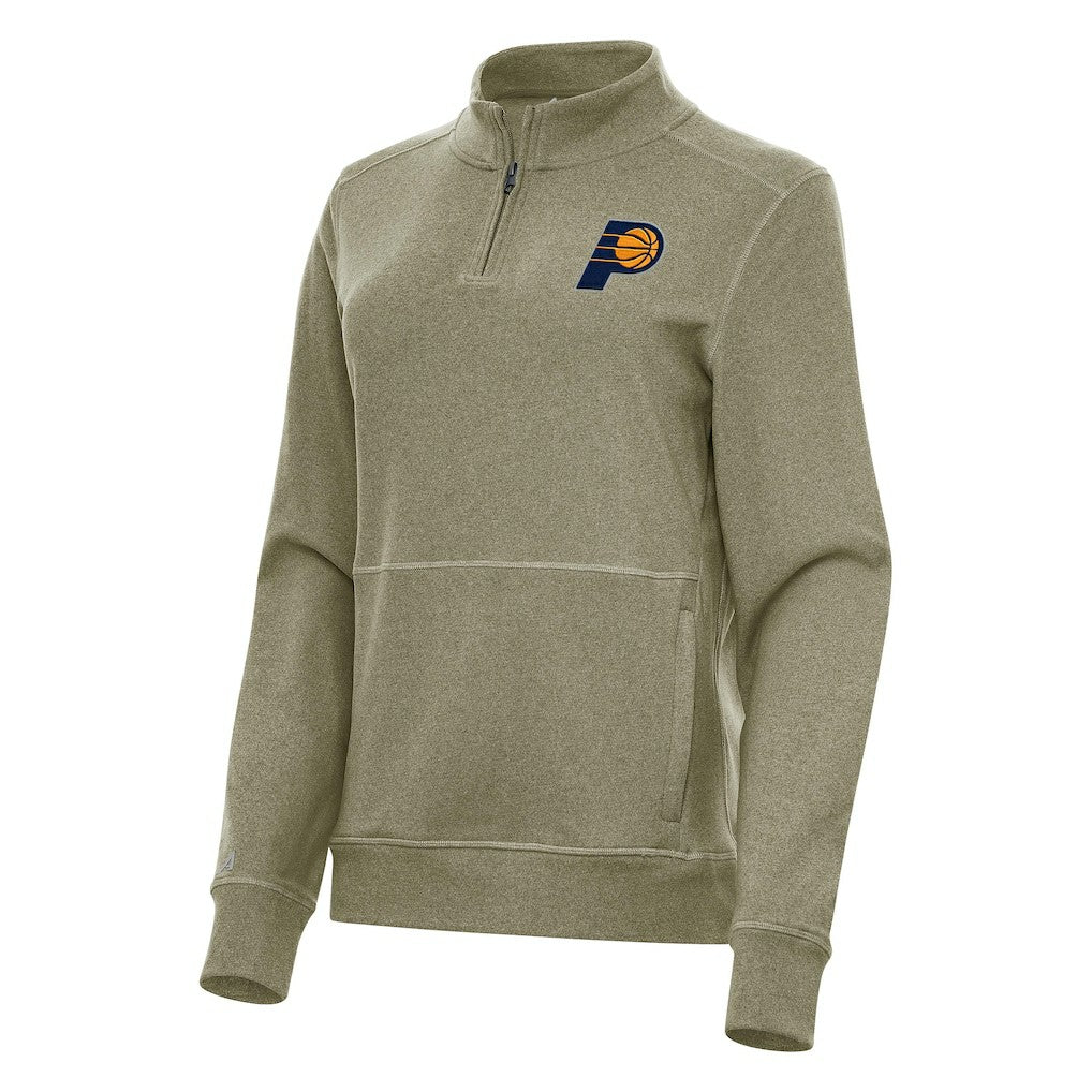 Indiana Pacers Antigua Women's Crush Quarter-Zip Fleece Sweatshirt Olive