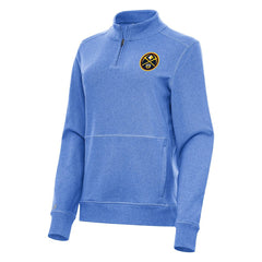 Denver Nuggets Antigua Women's Crush Quarter-Zip Fleece Sweatshirt Heather Royal
