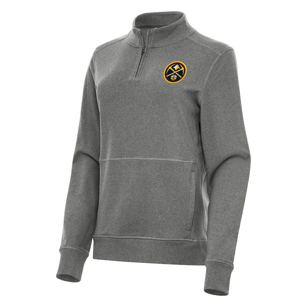Denver Nuggets Antigua Women's Crush Quarter-Zip Fleece Sweatshirt Heather Black