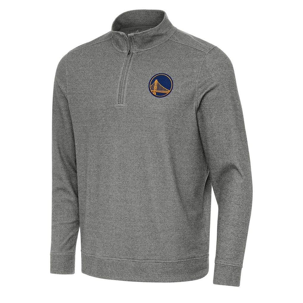 Golden State Warriors Antigua Subtle Quarter-Zip Sweatshirt Heather Black