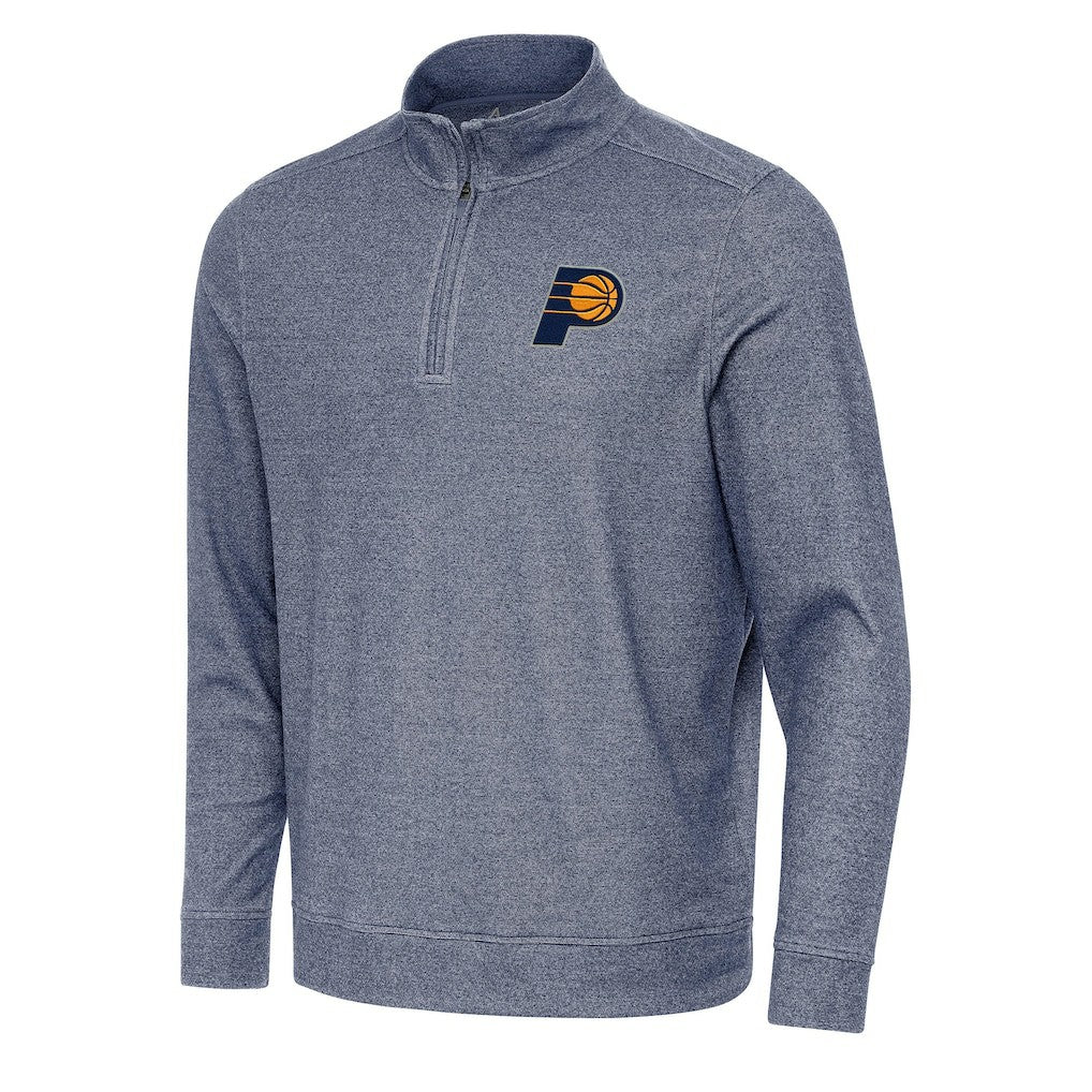 Indiana Pacers Antigua Subtle Quarter-Zip Sweatshirt Heather Navy