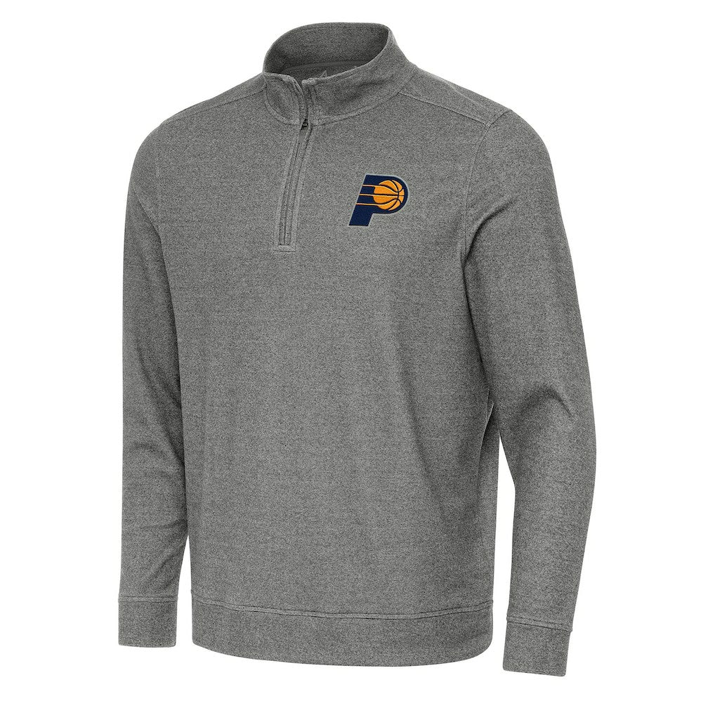 Indiana Pacers Antigua Subtle Quarter-Zip Sweatshirt Heather Black