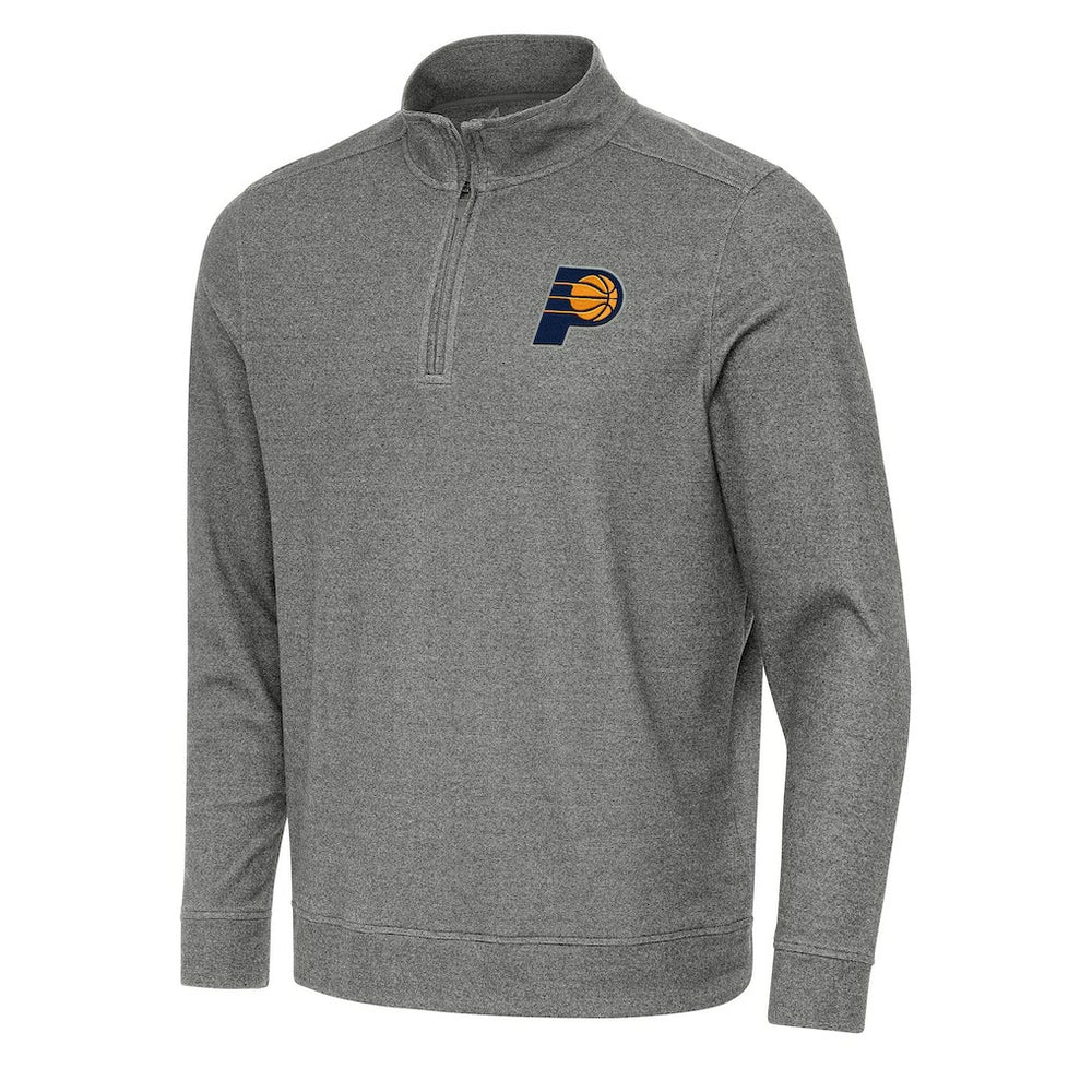 Indiana Pacers Antigua Subtle Quarter-Zip Sweatshirt Heather Black