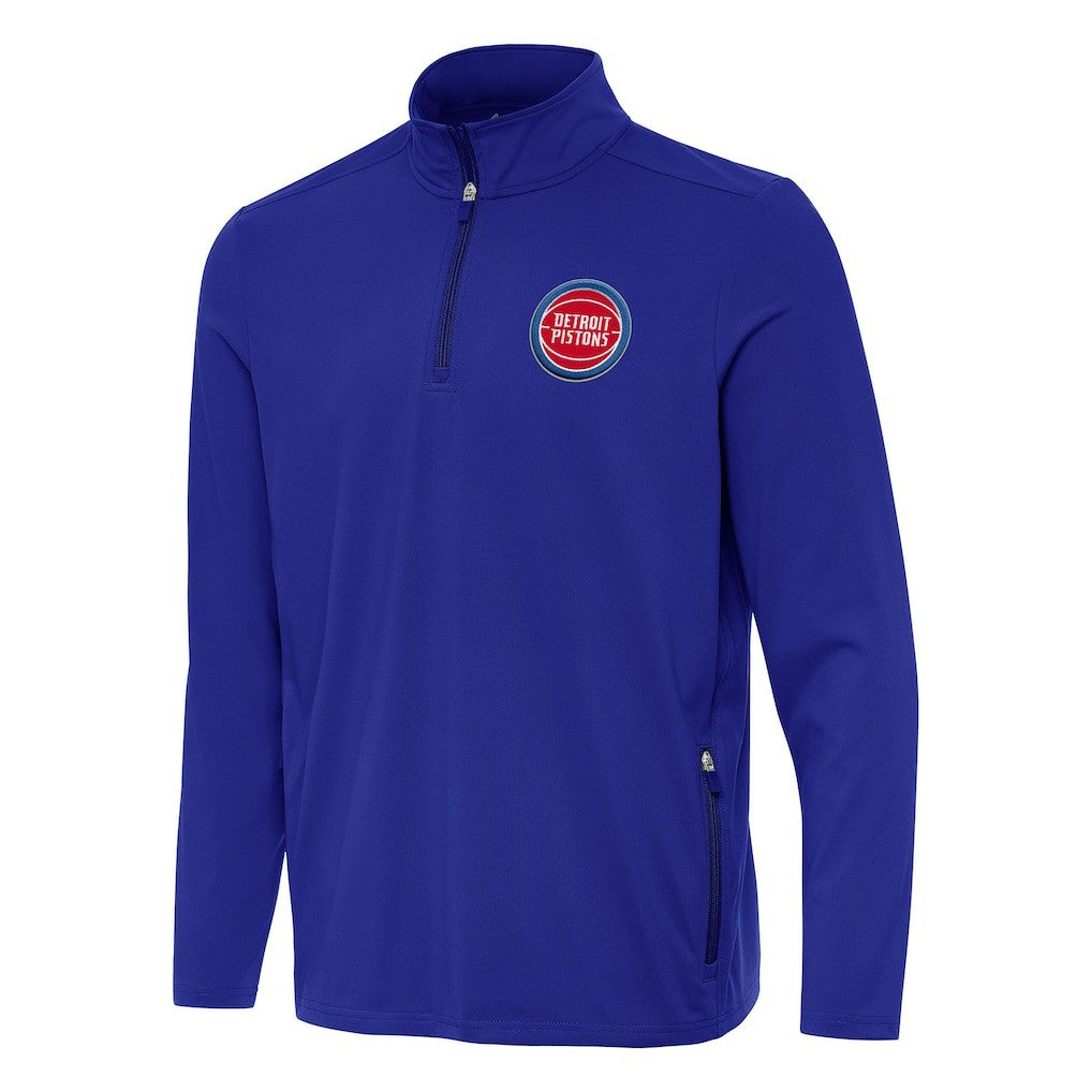 Detroit Pistons Antigua Perilous Quarter-Zip Sweatshirt Royal