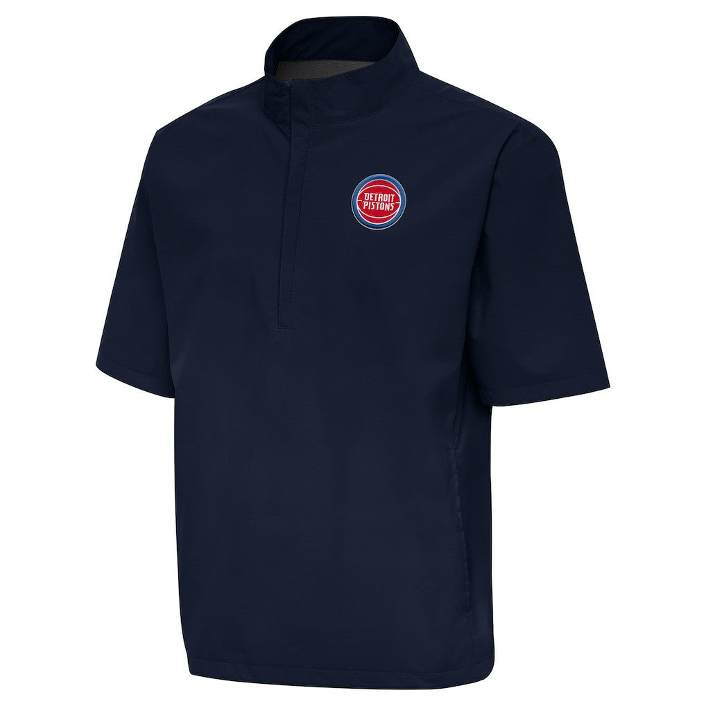 Detroit Pistons Antigua Brisk Quarter-Zip Windbreaker Navy