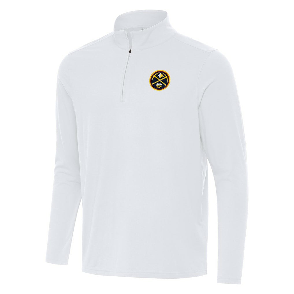 Denver Nuggets Antigua Intent Quarter-Zip Top White