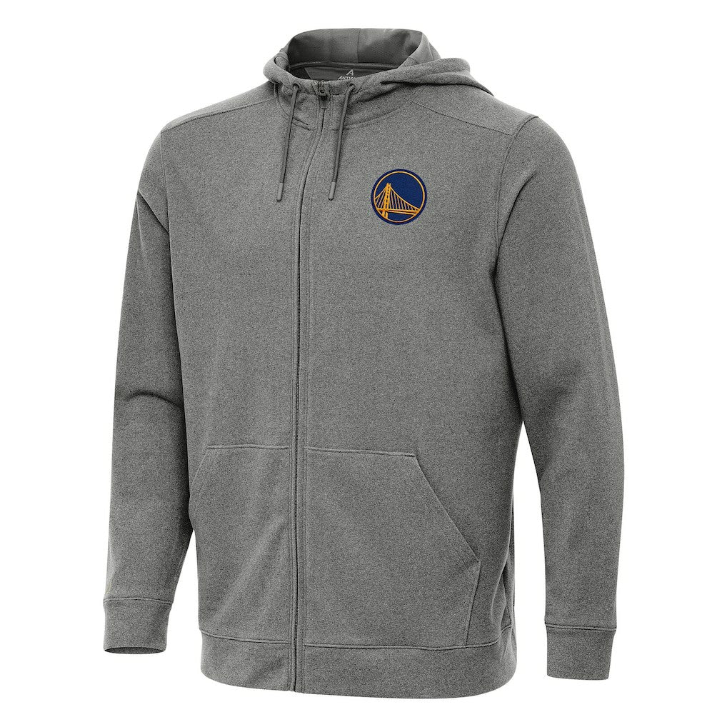 Golden State Warriors Antigua Effortless Full-Zip Hoodie Jacket Heather Charcoal