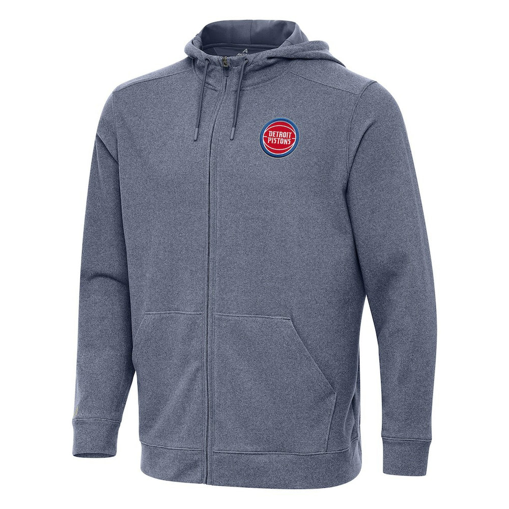 Detroit Pistons Antigua Effortless Full-Zip Hoodie Jacket Heather Navy