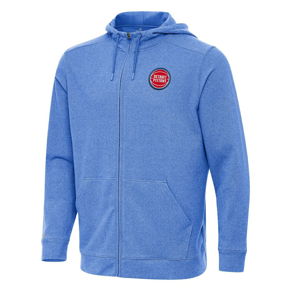 Detroit Pistons Antigua Effortless Full-Zip Hoodie Jacket Heather Blue