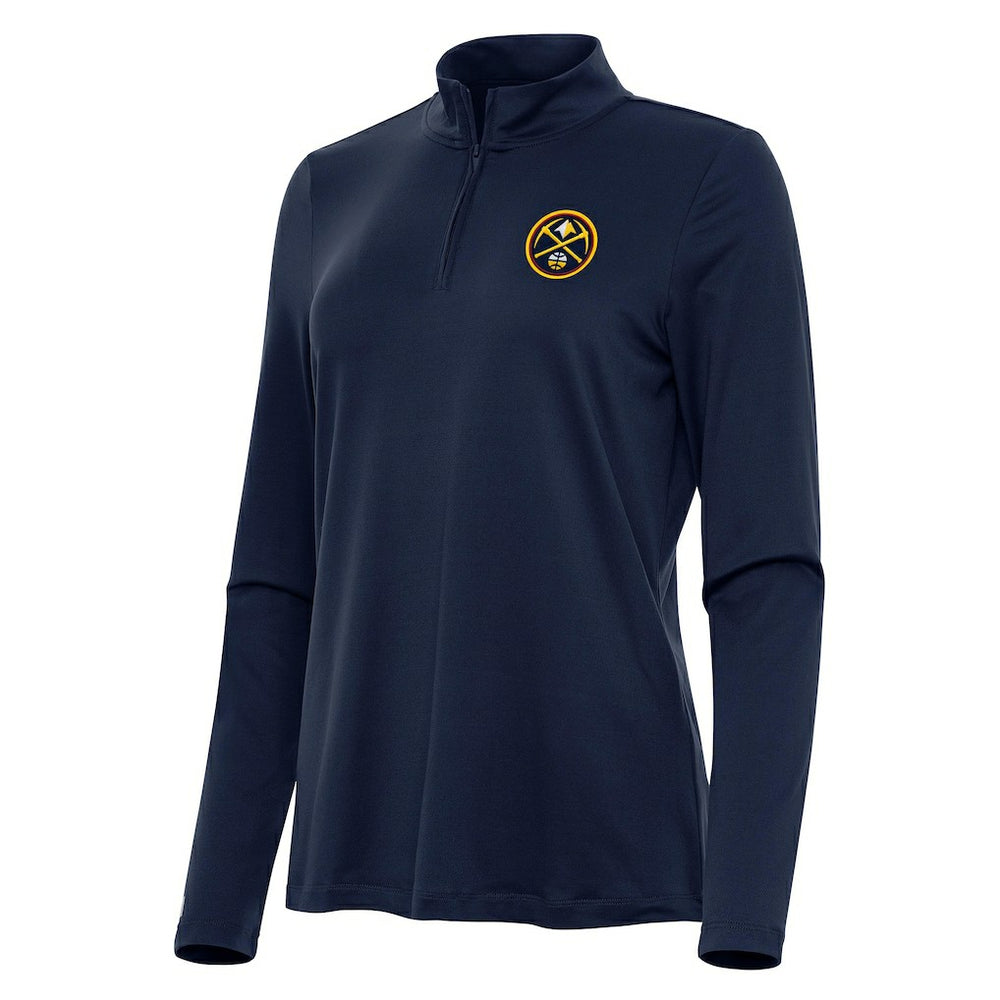 Denver Nuggets Antigua Women's Reprocess Quarter-Zip Top Navy