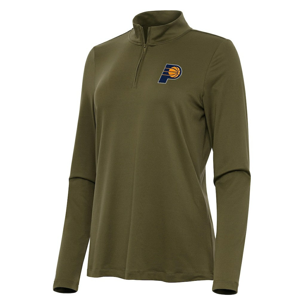 Indiana Pacers Antigua Women's Reprocess Quarter-Zip Top Olive