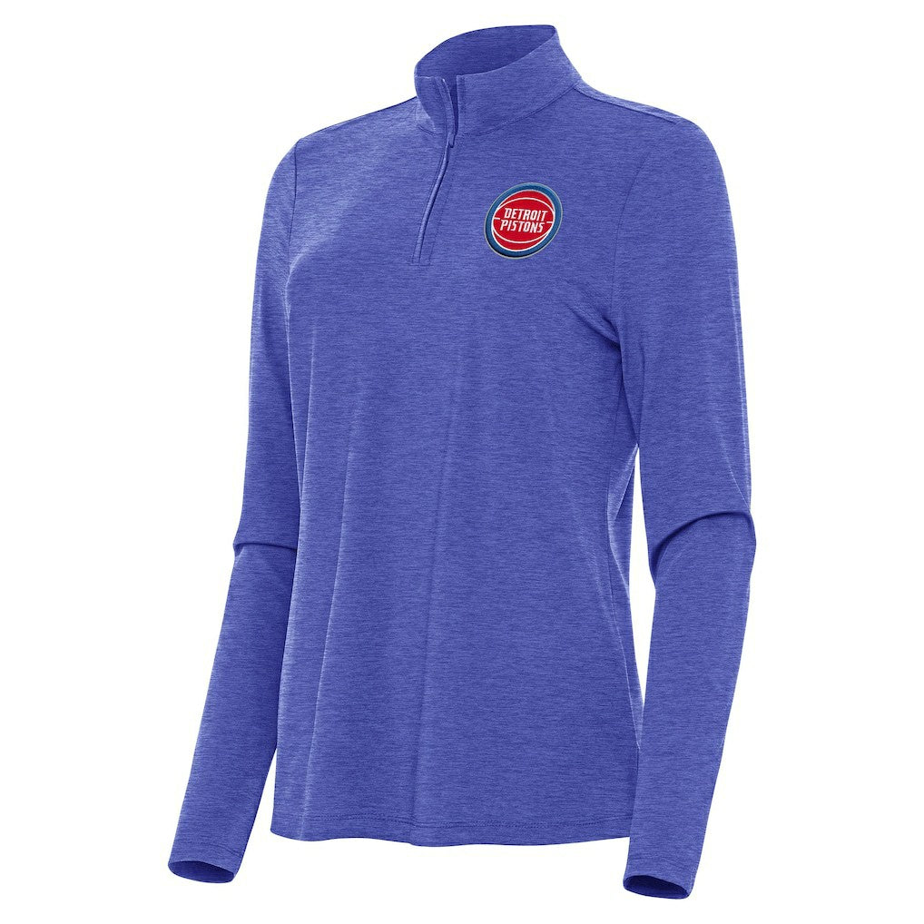 Detroit Pistons Antigua Women's Bright Quarter-Zip Top Heather Royal