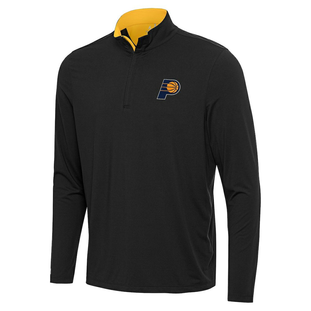 Indiana Pacers Antigua Content Quarter-Zip Top Black/Gold