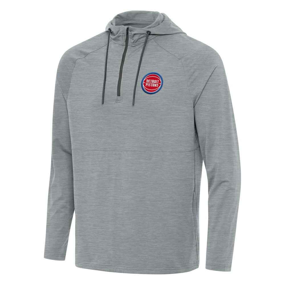 Detroit Pistons Antigua Spikes Raglan Quarter-Zip Hoodie Heather Gray