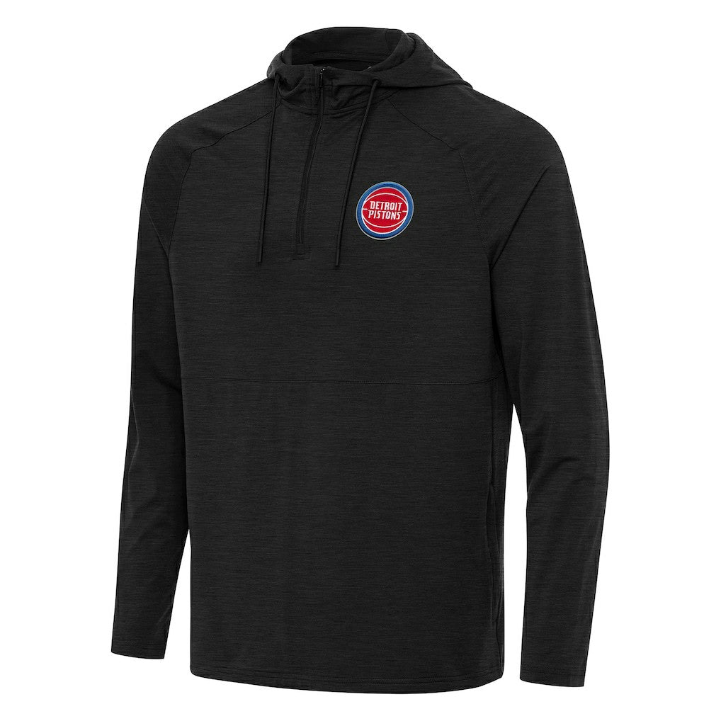 Detroit Pistons Antigua Spikes Raglan Quarter-Zip Hoodie Heather Black