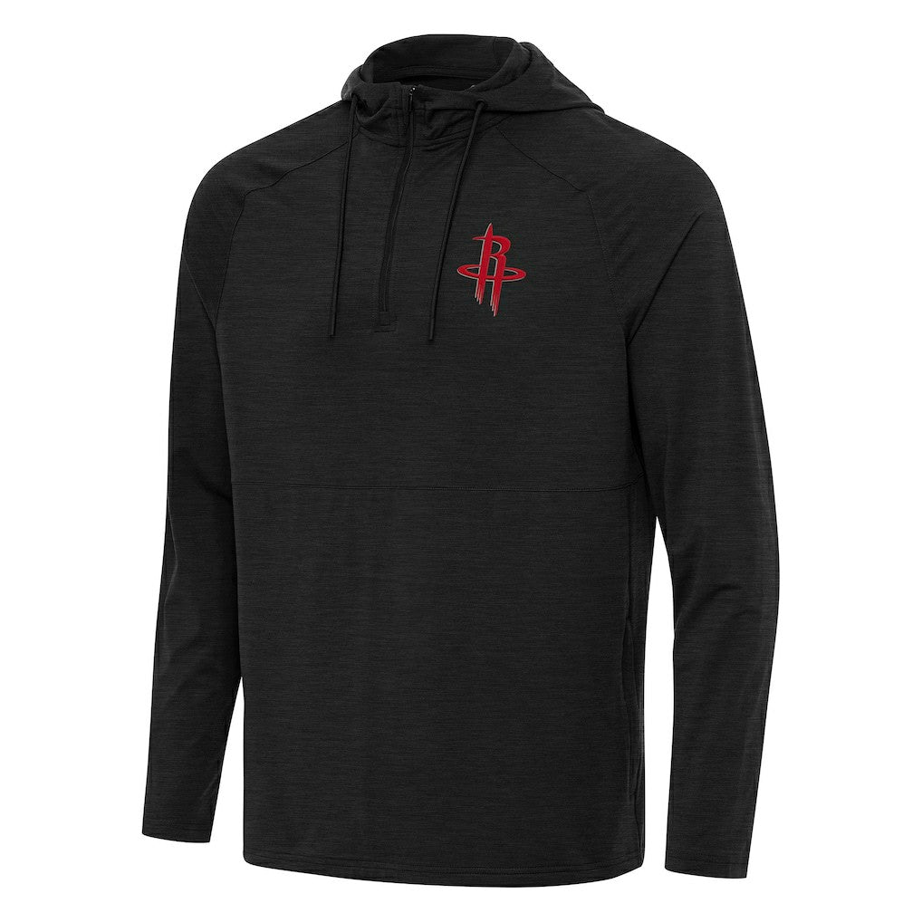 Houston Rockets Antigua Spikes Raglan Quarter-Zip Hoodie Heather Black